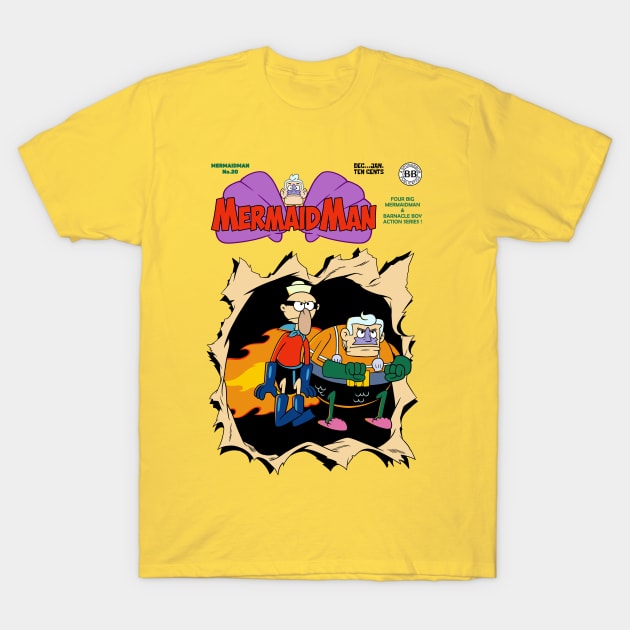 Mermaid Man and Barnacle Boy Comic T-Shirt by svthyp